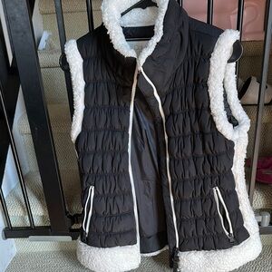 Calvin Klein Black Quilted Vest with Cream Accents
